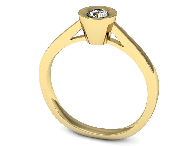 Złoty pierścionek z brylantem żółte złoto - P15242z — zdjęcie 3
