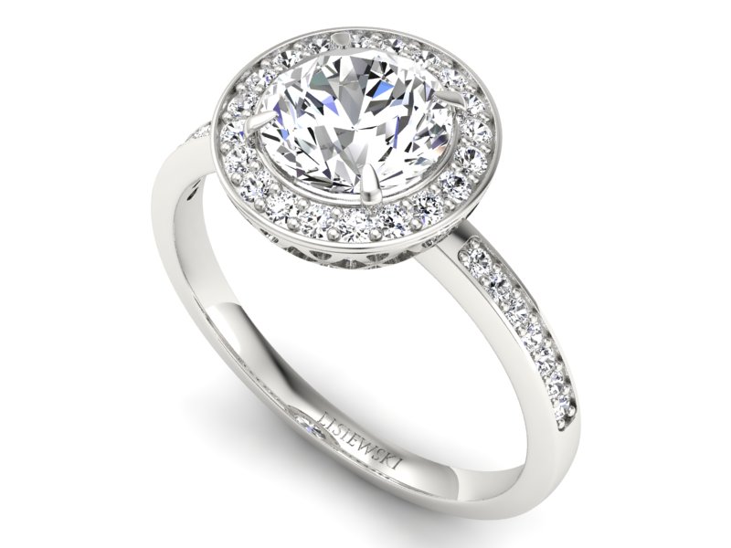 Pierścionek zaręczynowy z brylantami - P15243bP — zdjęcie 3