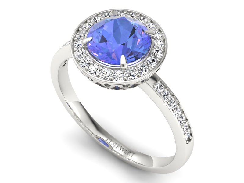 Pierścionek z tanzanitem i brylantami - P15243bt — zdjęcie 3
