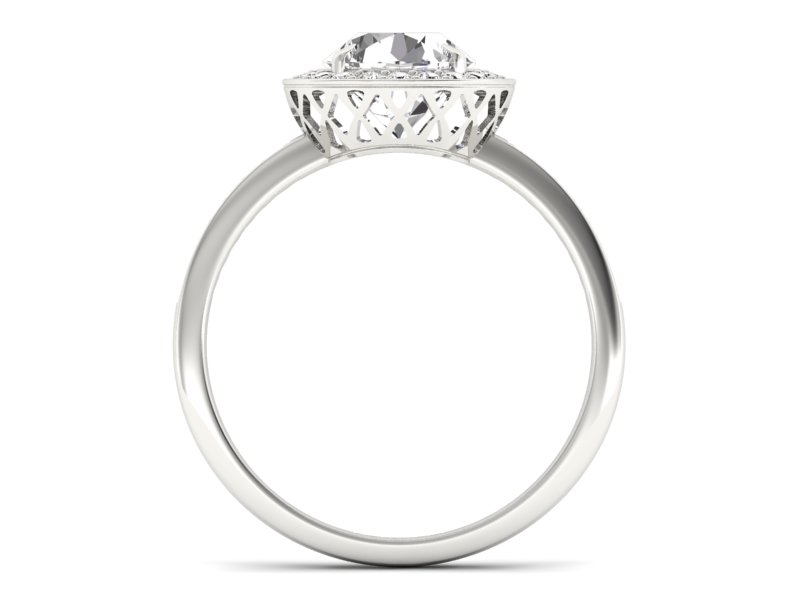 Złoty pierścionek z brylantami białe złoto - P15243bV — zdjęcie 2