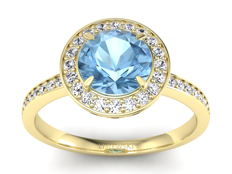 Złoty pierścionek z topazem i brylantami - P15243za