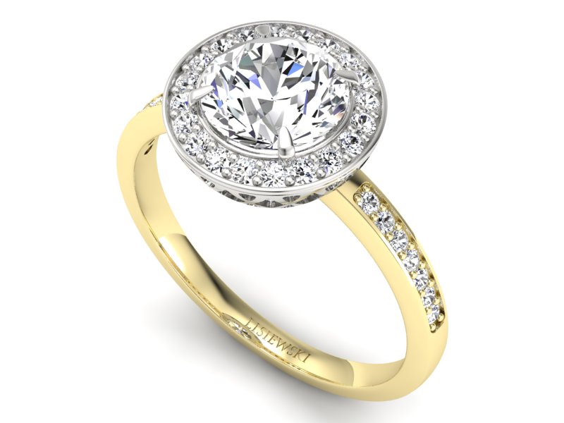 Pierścionek z diamentami żółte i białe złoto - P15243zb — zdjęcie 3