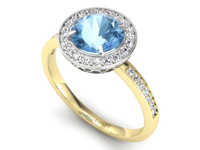 Złoty pierścionek topaz i brylanty złoto - P15243zba — zdjęcie 3