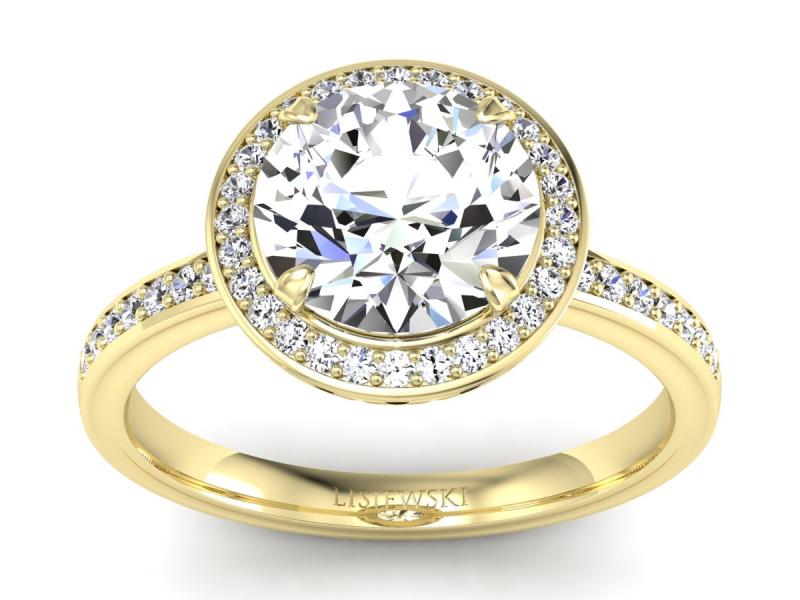 Złoty pierścionek z brylantami żółte złoto - P15243zP