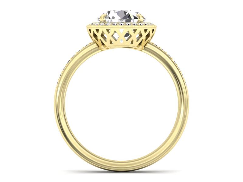 Złoty pierścionek z brylantami żółte złoto - P15243zP — zdjęcie 2