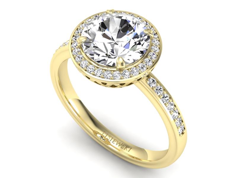 Złoty pierścionek z brylantami żółte złoto - P15243zP — zdjęcie 3