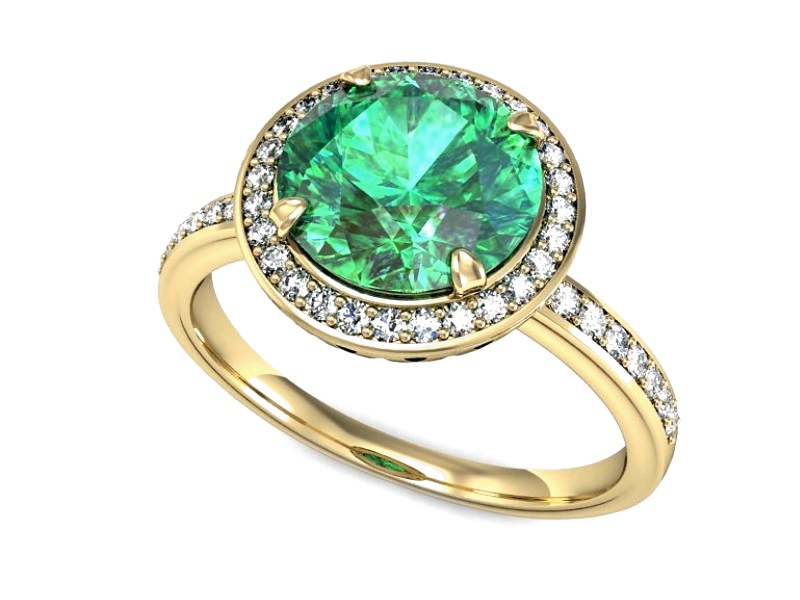 Pierścionek ze szmaragdem i diamentami złoto - P15243zsm