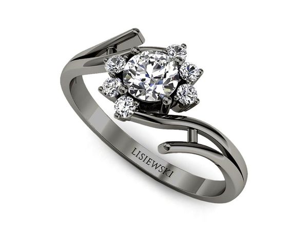 Złoty Pierścionek z diamentami czarne złoto próba 585 - p15244cz- 1