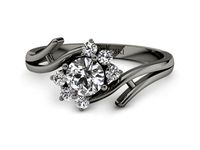 Złoty Pierścionek z diamentami czarne złoto próba 585 - p15244cz- 2