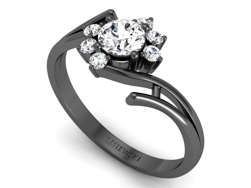 Złoty pierścionek z diamentami czarne złoto - p15244cz — zdjęcie 3