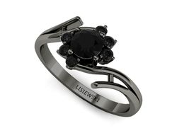 Złoty Pierścionek zaręczynowy czarne diamenty - p15244czcd