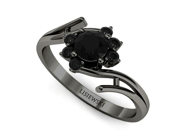 Pierścionek zaręczynowy czarne diamenty czarne złoto - p15244czcd- 1