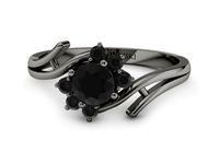 Pierścionek zaręczynowy czarne diamenty czarne złoto - p15244czcd- 2