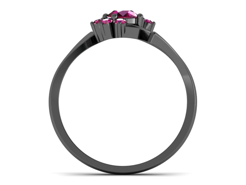 Złoty pierścionek z rubinami z czarnego złota - p15244czr — zdjęcie 2