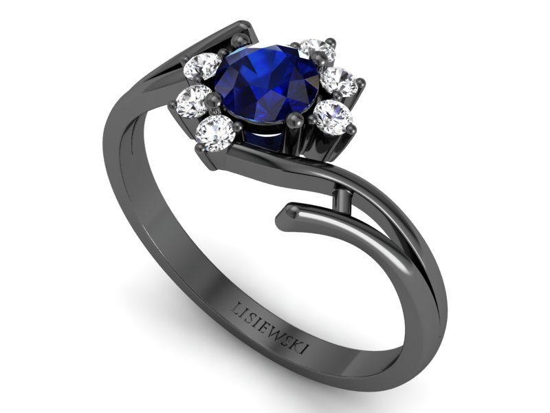 Pierścionek z szafirem i brylantami - p15244czszd — zdjęcie 3
