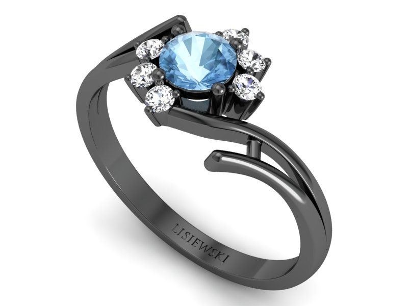 Pierścionek z topazem i brylantami - p15244cztp — zdjęcie 3