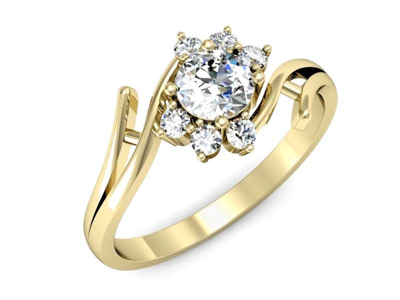 Pierścionek zaręczynowy z brylantami żółte złoto próba 585 - P15244z