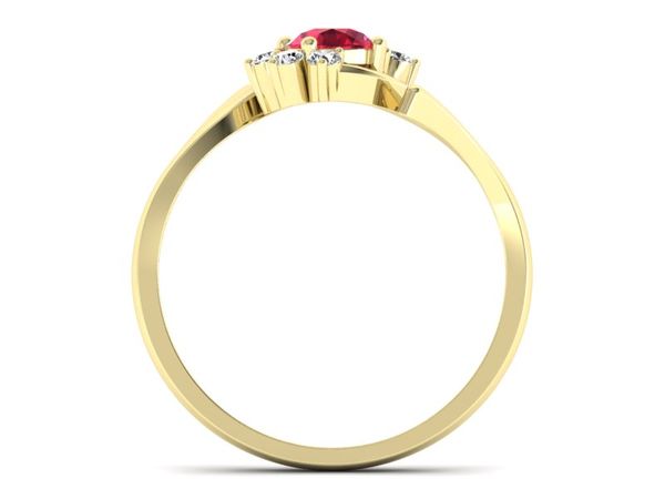 Złoty pierścionek z rubinem z brylantami - P15244zr1