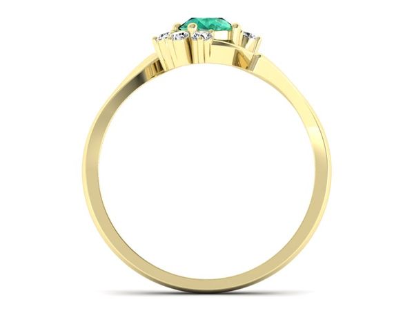 Złoty pierścionek ze szmaragdem i brylantami - P15244zsm