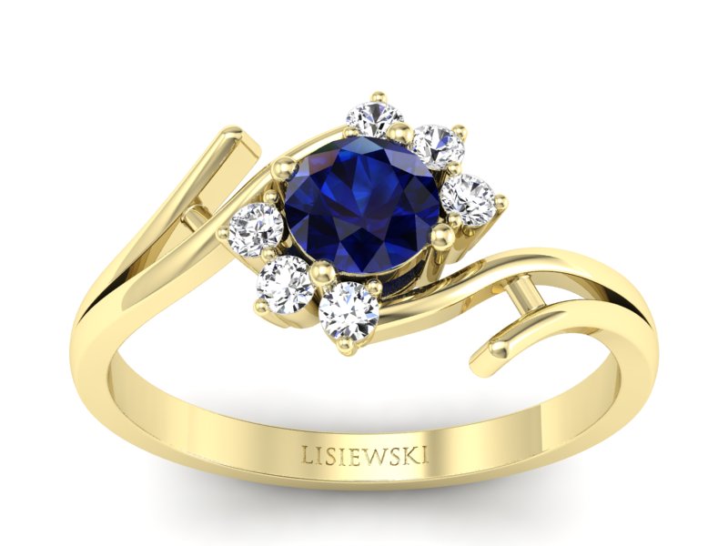 Pierścionek zaręczynowy z szafirem z brylantami - P15244zsz