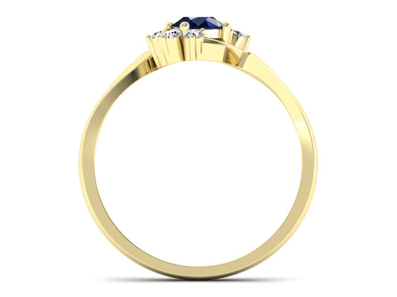 Pierścionek zaręczynowy z szafirem z brylantami - P15244zsz — zdjęcie 2