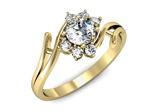 Złoty pierścionek z szafirem i brylantami złoto 585 - p15244zszb- 1