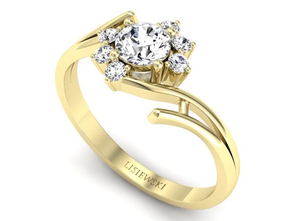Złoty pierścionek z szafirem i brylantami - p15244zszb