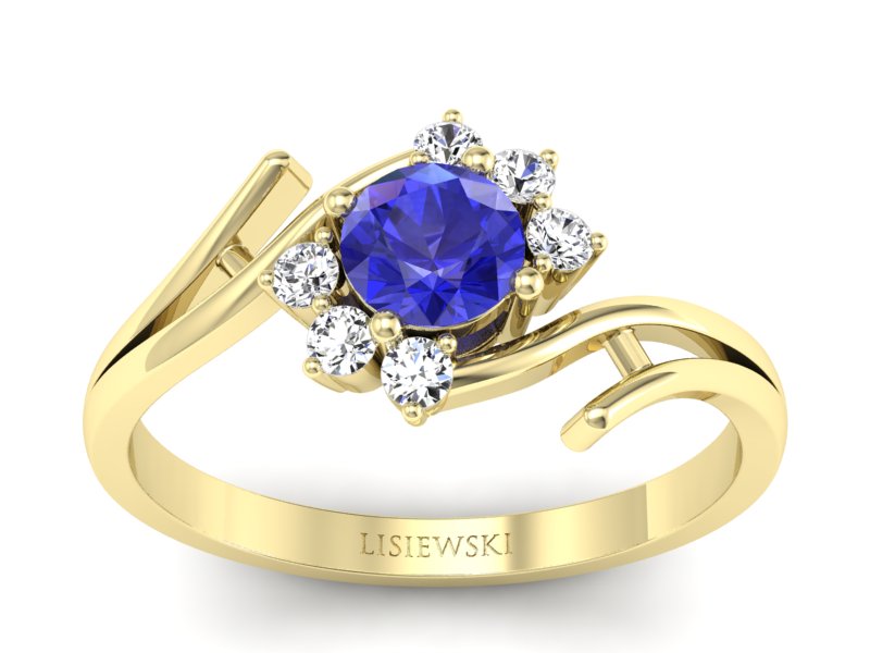 Pierścionek z diamentem i szafirem - P15244zszc