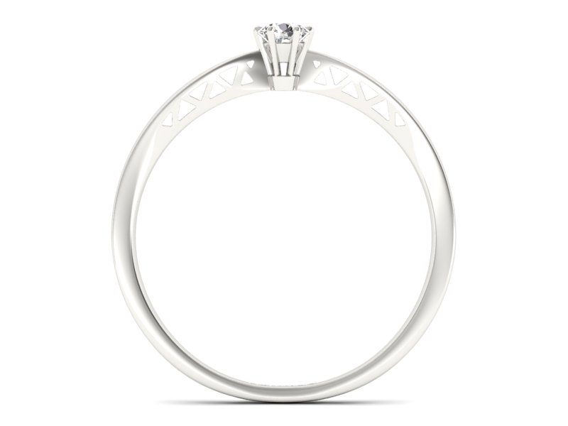 Złoty pierścionek z brylantem białe złoto - P15245b — zdjęcie 2