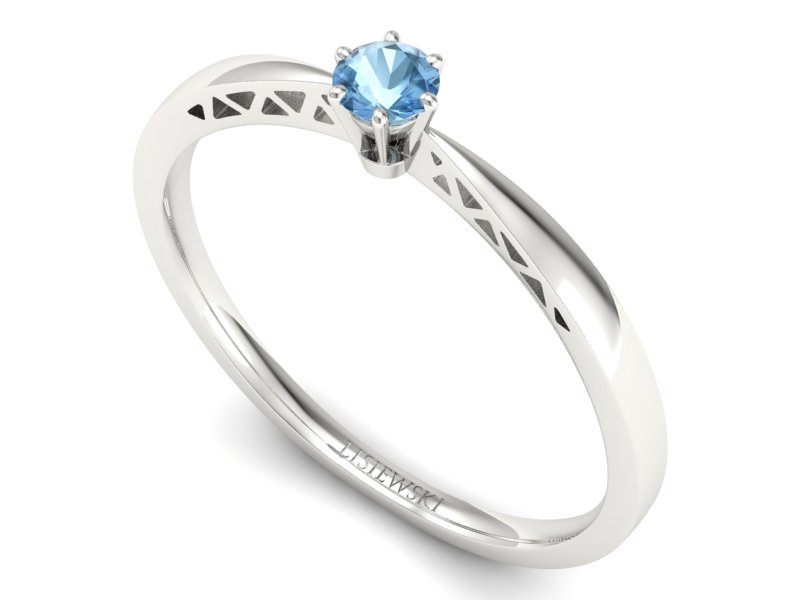 Złoty pierścionek z topazem białe złoto - P15245ba — zdjęcie 3