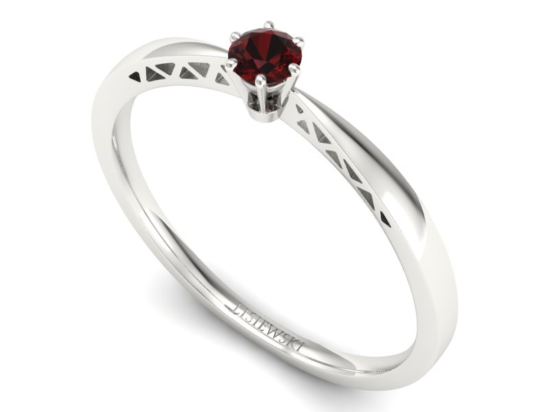 Złoty pierścionek z granatem białe złoto - P15245bgr — zdjęcie 3