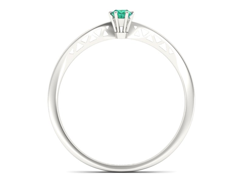 Złoty pierścionek białego złota ze szmaragdem - P15245bsm — zdjęcie 2