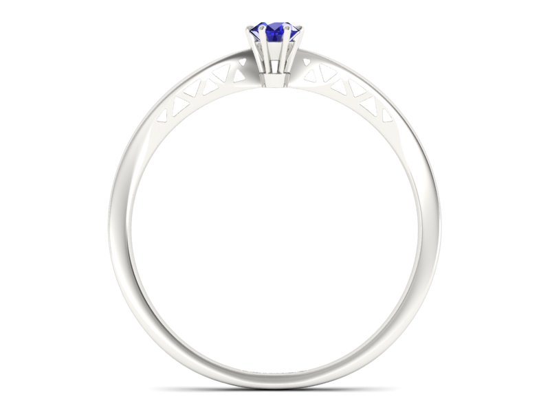 Złoty pierścionek z szafirem białe złoto - P15245bszc — zdjęcie 2
