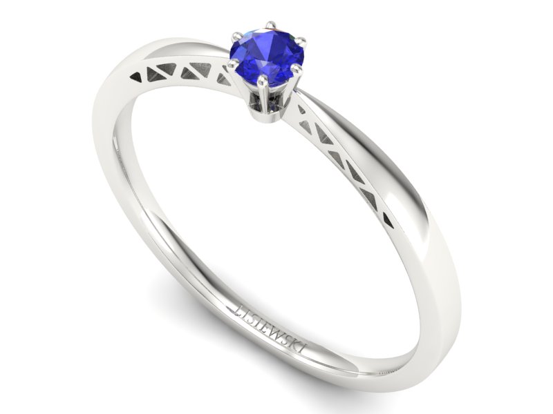 Złoty pierścionek z szafirem białe złoto - P15245bszc — zdjęcie 3