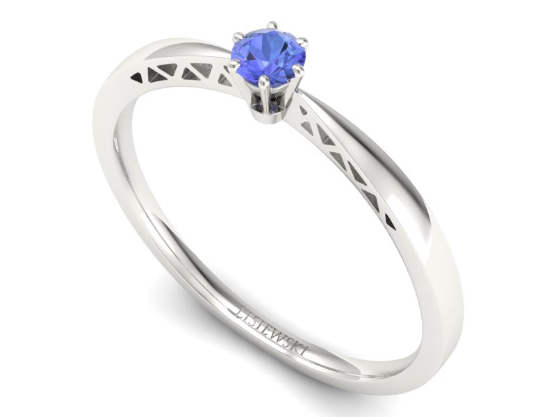 Złoty pierścionek z tanzanitem białe złoto - P15245bt — zdjęcie 3