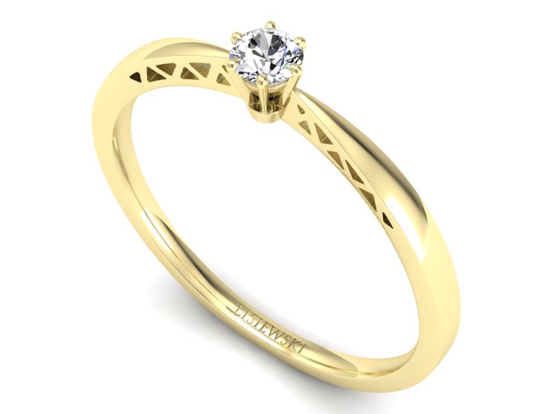 Złoty pierścionek z brylantem żółte złoto - P15245z — zdjęcie 3