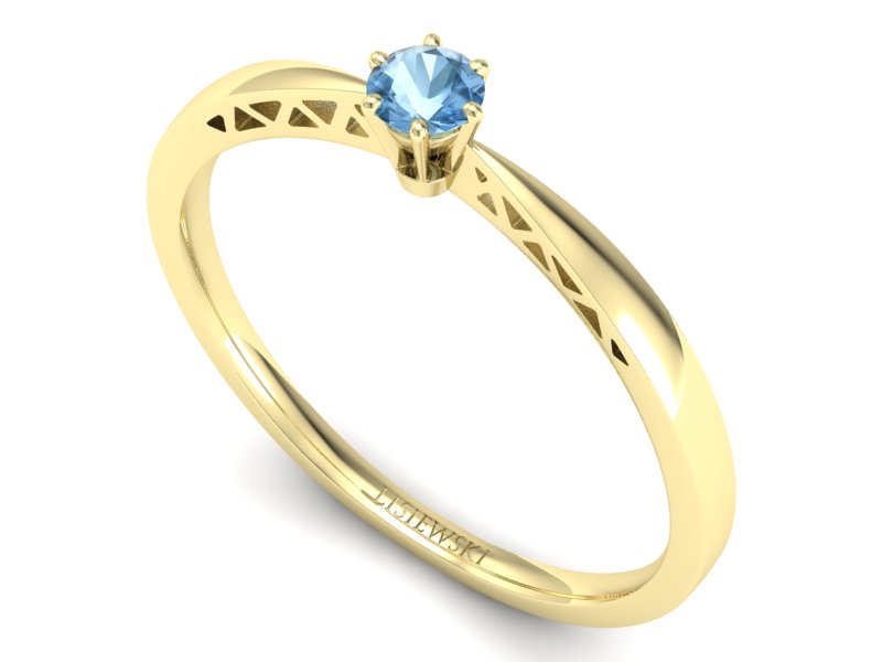 Złoty pierścionek z topazem żółte złoto - P15245za — zdjęcie 3
