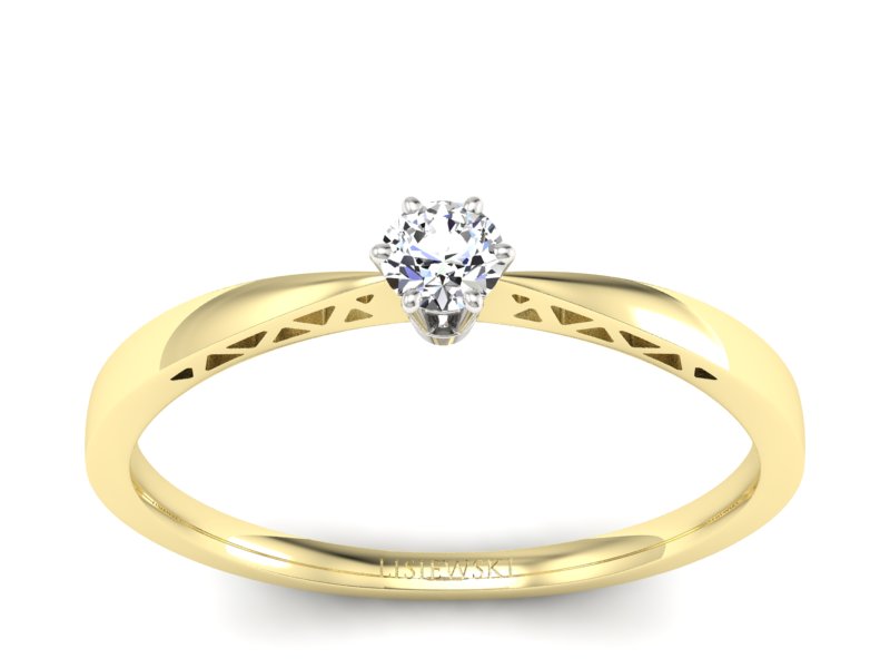 Pierścionek z brylantem żółte i białe złoto - P15245zb