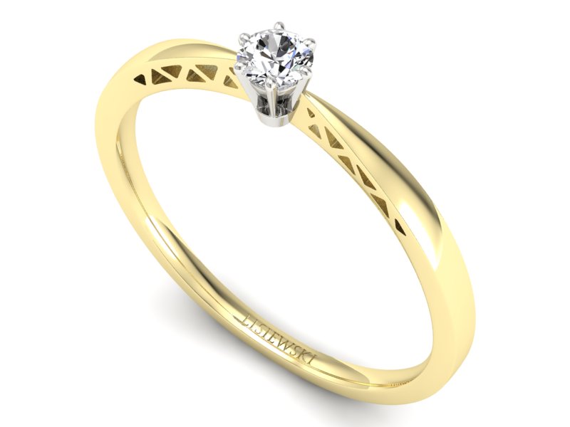 Pierścionek z brylantem żółte i białe złoto - P15245zb — zdjęcie 3