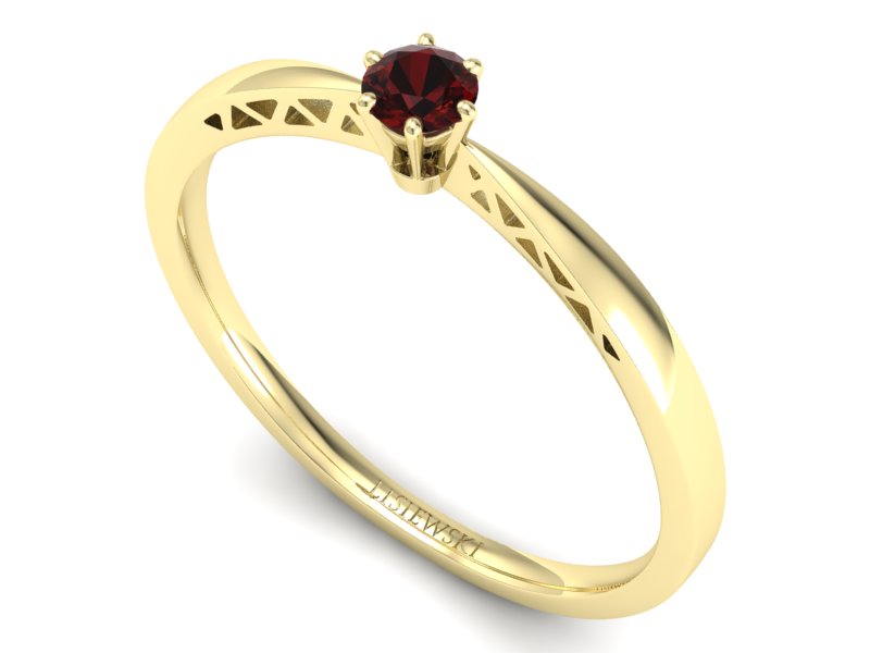Pierścionek z granatem żółte złoto - P15245zgr — zdjęcie 3
