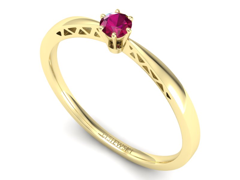 Złoty pierścionek z rubinem żółte złoto - P15245zr — zdjęcie 3