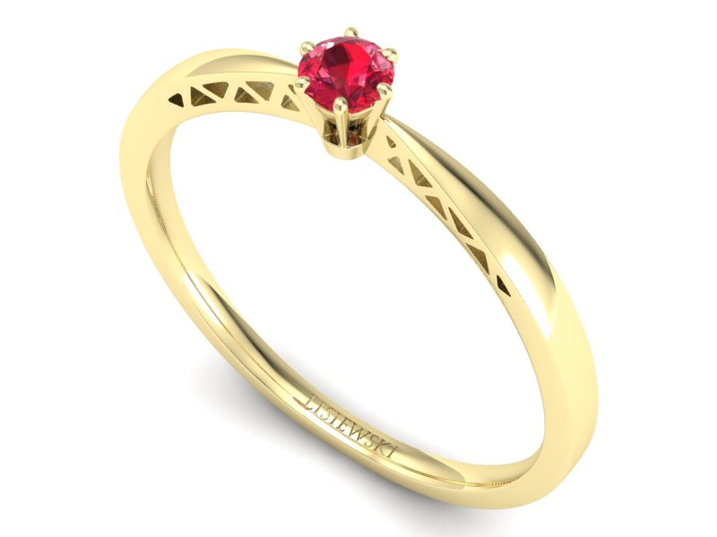 Złoty pierścionek z rubinem żółte złoto - P15245zr1 — zdjęcie 3