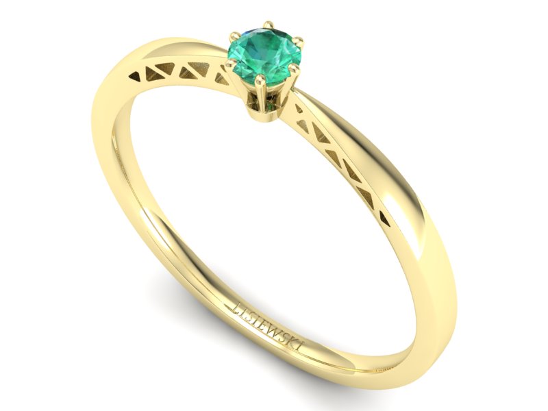 Złoty pierścionek ze szmaragdem żółte złoto - P15245zsm — zdjęcie 3