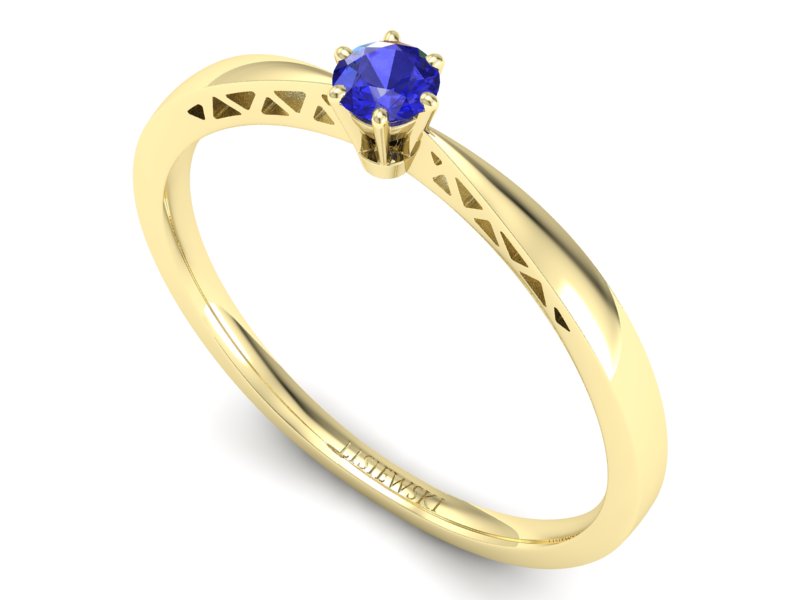 Złoty pierścionek z szafirem żółte złoto szafir - P15245zszc — zdjęcie 3