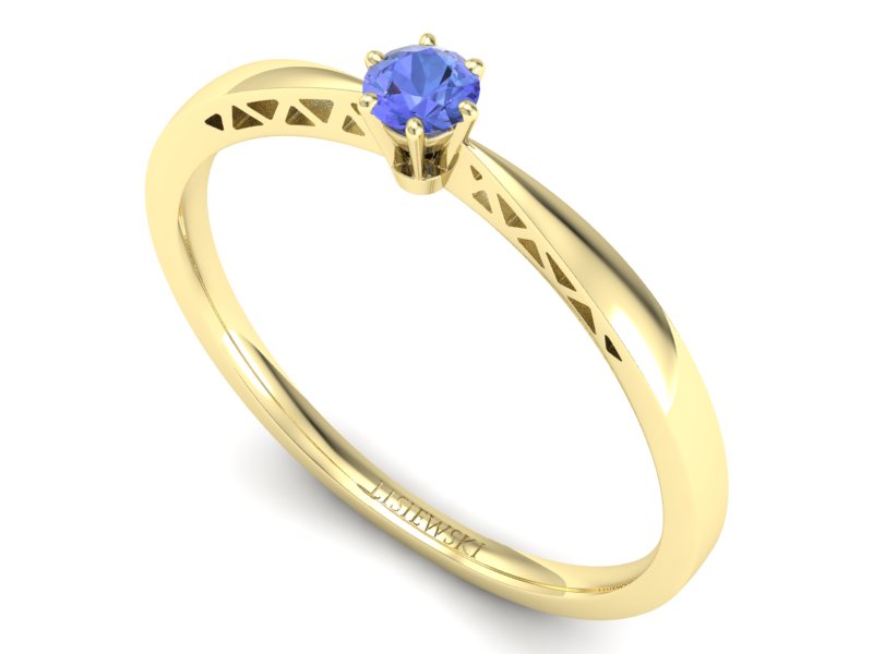 Złoty pierścionek z tanzanitem żółte złoto - P15245zt — zdjęcie 3