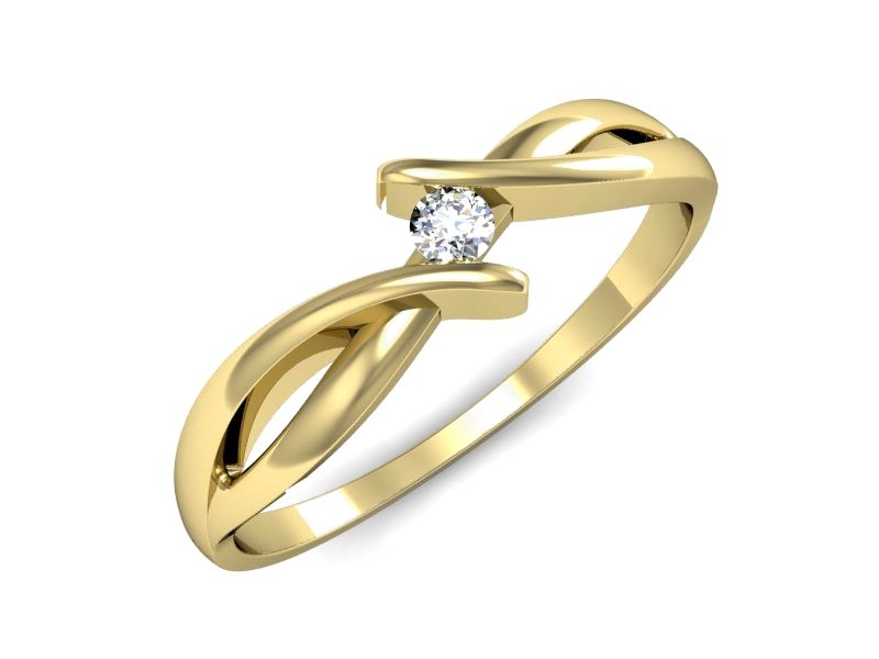 Pierścionek zaręczynowy z brylantem żółte złoto próba 585 - P15246zV