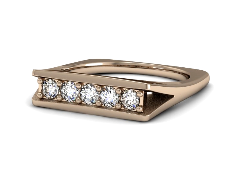 Złoty pierścionek z brylantami różowe złoto - P15247c — zdjęcie 2