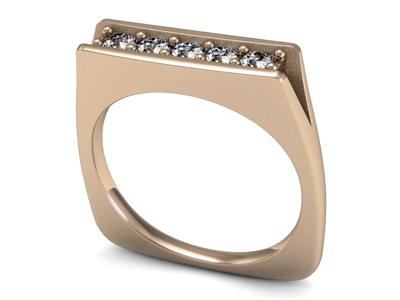 Złoty pierścionek z brylantami różowe złoto - P15247c — zdjęcie 3