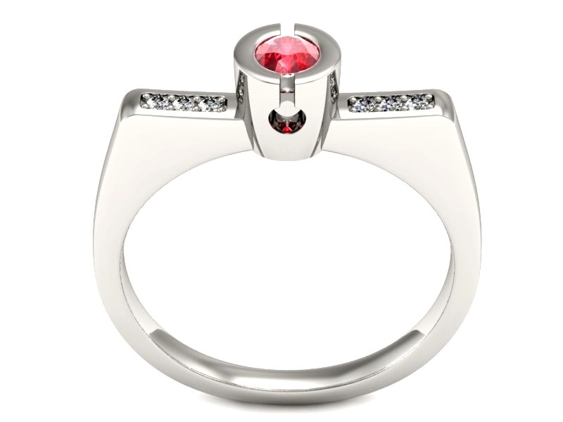 Pierścionek z rubinem z brylantami białe złoto - P15248br1 — zdjęcie 3