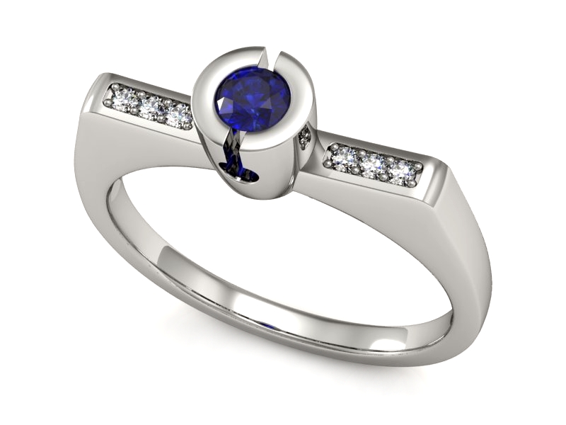 Pierścionek zaręczynowy z szafirem i brylantami - P15248bszc